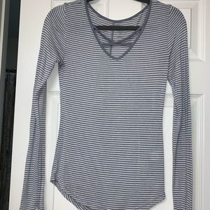 Grey and White Striped Long Sleeve